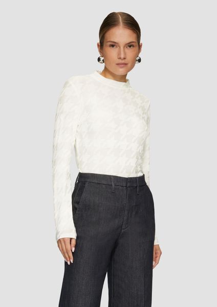 s.Oliver Langarmshirt T-Shirt T-Shirt mit Hahnentrittmuster günstig online kaufen