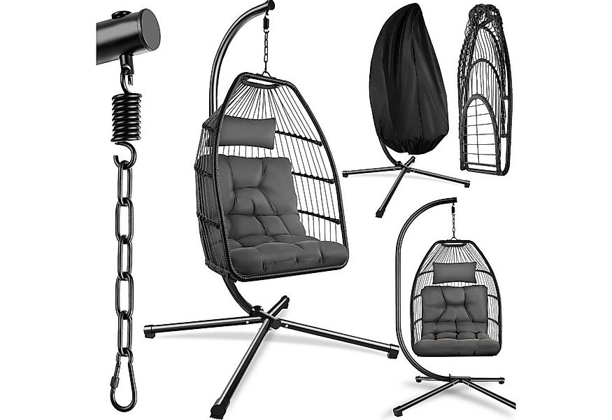 tectake Hängesessel Schaukelstuhl Ariane mit Gestell und Kissen 160kg Belas günstig online kaufen