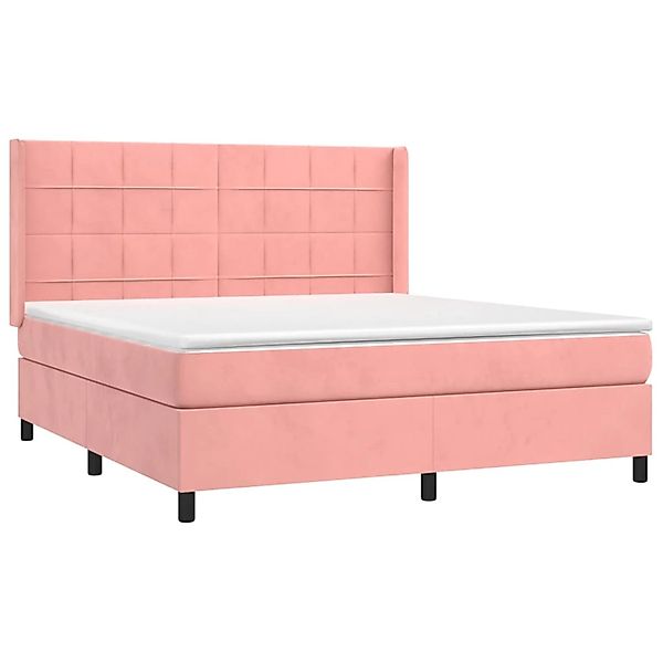 vidaXL Boxspringbett mit Matratze & LED Rosa 160x200 cm Samt 3139576 günstig online kaufen