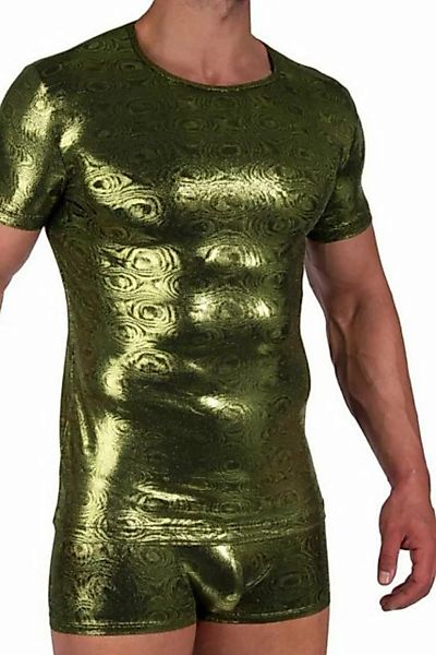 MANSTORE V-Shirt M2389 Casual T-Shirt grün-schwarz mit glitzerndem Effekt M günstig online kaufen