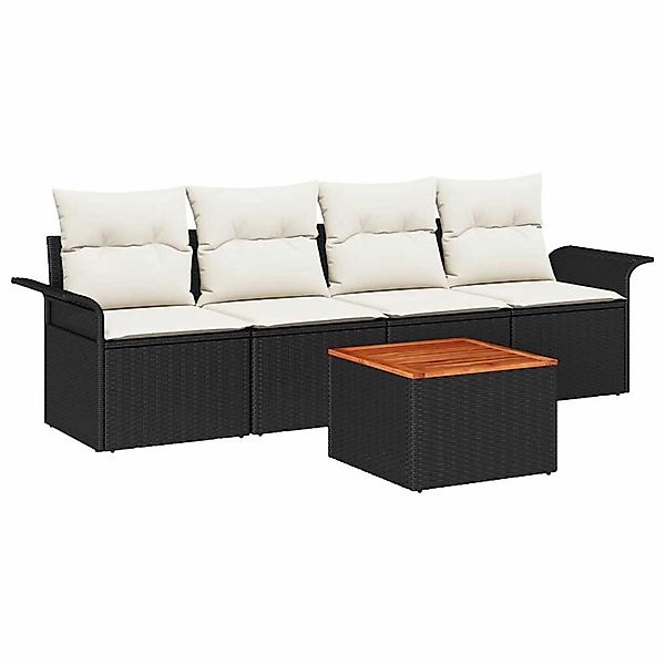 vidaXL Garten-Sofa-Set 5-Tlg Schwarz Poly Rattan 3347257 günstig online kaufen