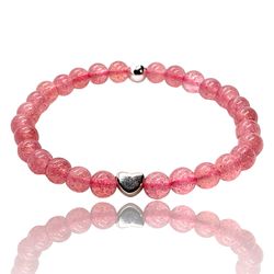 Steinfixx® Perlenarmband Edelstein Erdbeerquarz mit 925 günstig online kaufen