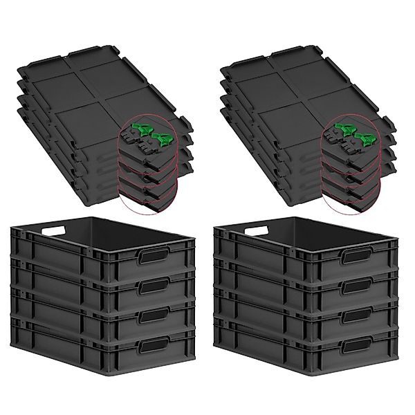 PROREGAL SuperSparSet 8x Eurobox Nextgen Grip Mit Scharnierdeckel Und Grüne günstig online kaufen