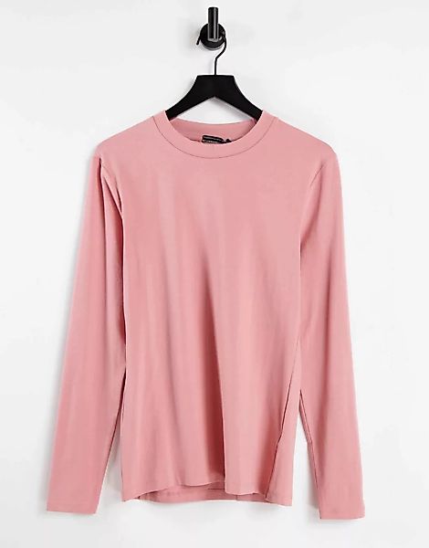 ASOS DESIGN – Langärmliges Muskel-Shirt in verwaschenem Rosa günstig online kaufen