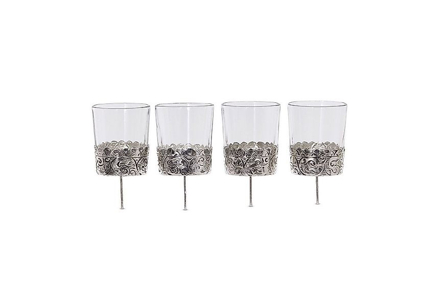 Mirabeau Adventskranz Windlicht 4er Set Pinelle klar/silber günstig online kaufen