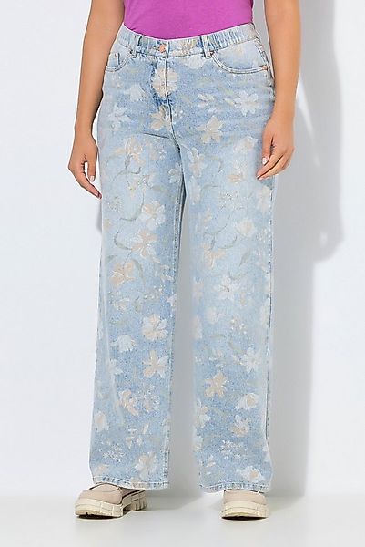 Ulla Popken 5-Pocket-Jeans Jeans Mary Blüten weites gerades Bein günstig online kaufen