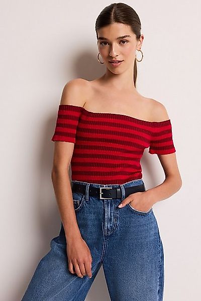 Next Carmenpullover Geripptes Bardot-Strickoberteil mit Streifen günstig online kaufen