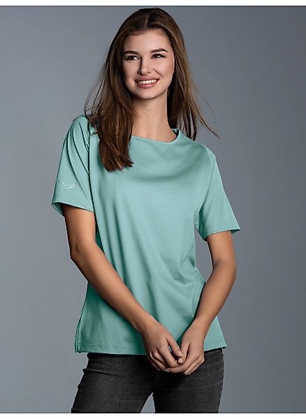 Trigema T-Shirt "TRIGEMA T-Shirt DELUXE Baumwolle mit Kristallsteinen", (1 günstig online kaufen
