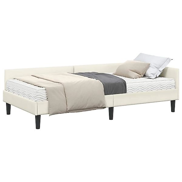 vidaXL Eckbettgestell mit Matratze Sonstiges 2-Tlg Creme Samt 3393723 günstig online kaufen