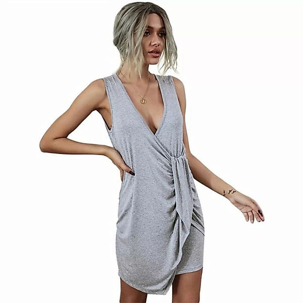 RUZU UG Dirndl Ärmelloses, asymmetrisches, gerafftes, schmales Kleid mit V- günstig online kaufen