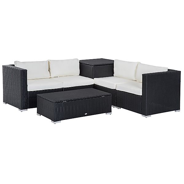 Outsunny Polyrattan Gartenmöbel Set für 4 Personen, Sitzgarnitur mit Kissen günstig online kaufen