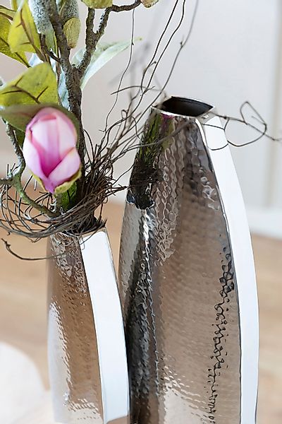 Fink Dekovase "ALETTA", (1 St.), Vase aus Edelstahl, mit gehämmerter Oberfl günstig online kaufen