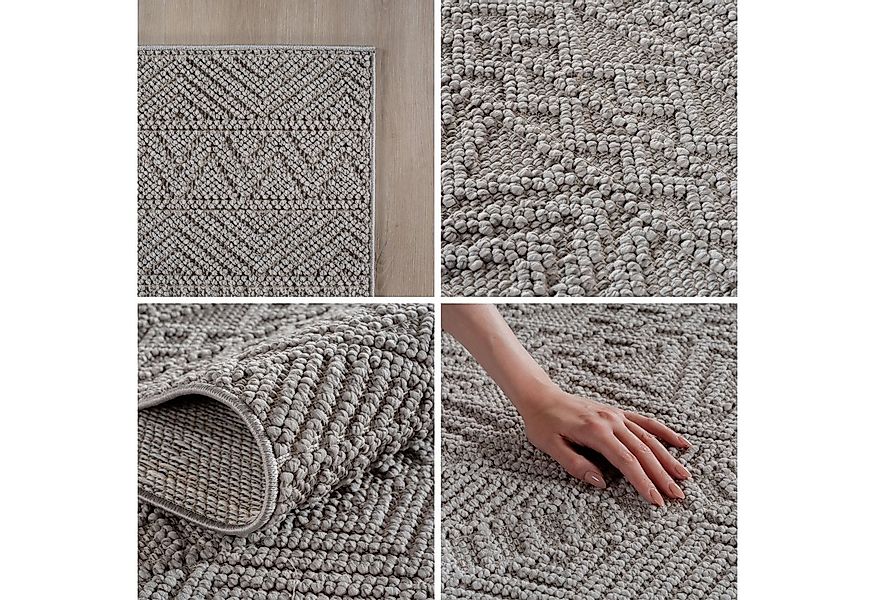 SIMPEX24 Designteppich Einfarbig Boucle Loop, Rund, Höhe: 7 mm, Teppich Woh günstig online kaufen