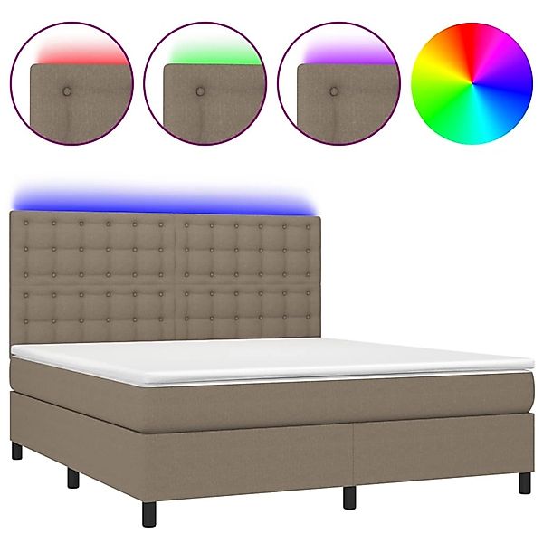 vidaXL Boxspringbett mit Matratze & LED Taupe 160x200 cm Stoff 3135209 günstig online kaufen