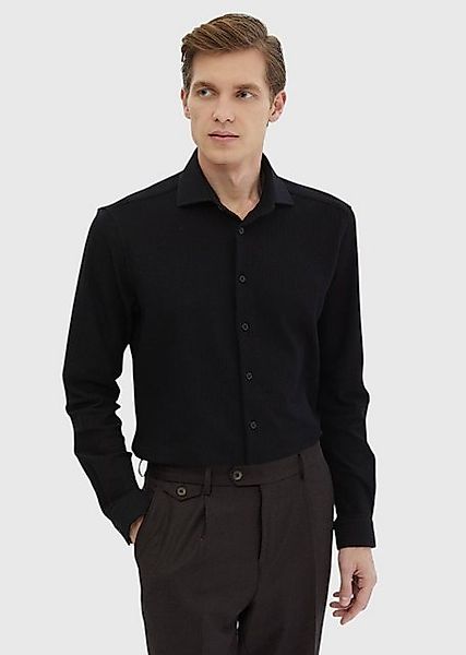 RAMSEY Langarmhemd Schwarzes gestreiftes Freizeit-Knit-Shirt aus 100% Baumw günstig online kaufen