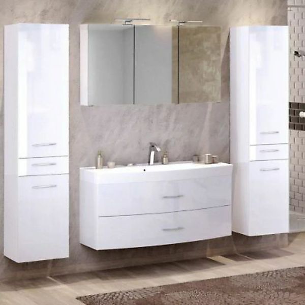 Lomadox Badmöbel Set 4-tlg mit 120cm Waschtisch & Spiegelschrank FLORIDO-03 günstig online kaufen