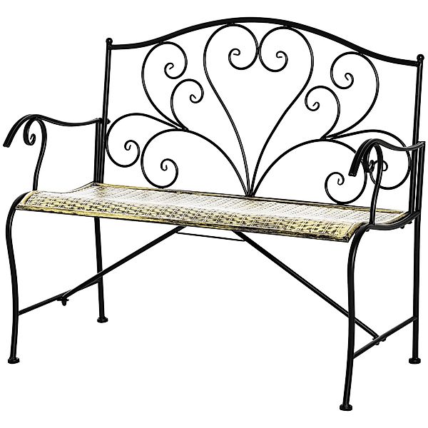 Outsunny Gartenbank 2-Sitzer im neo-retro Stil Schmiedeeisen Schlanken Lini günstig online kaufen