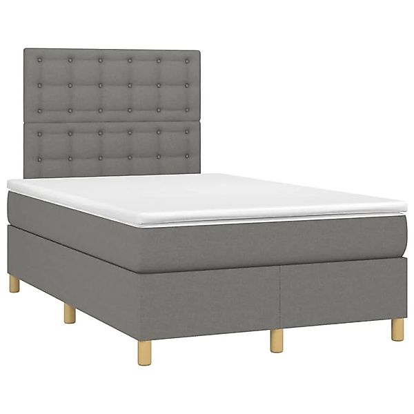 vidaXL Boxspringbett mit Matratze & LED Dunkelgrau 120x200 cm Stoff 3135742 günstig online kaufen
