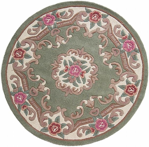 FLAIR RUGS Wollteppich "Aubusson" rund 10 mm Höhe Wolle, Teppich, Wohnzimme günstig online kaufen