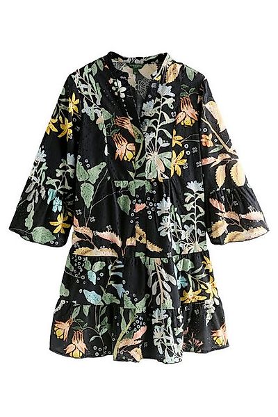 Next Druckkleid Mini-Hemdblusenkleid mit Lochstickerei und Print (1-tlg) günstig online kaufen