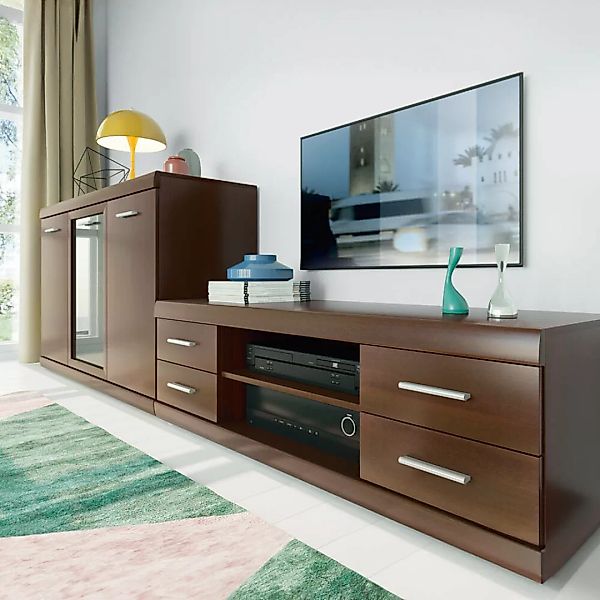 Lowboard und Sideboard Wohnzimmer Möbel Set Nussbaum IMPERIA-129 günstig online kaufen