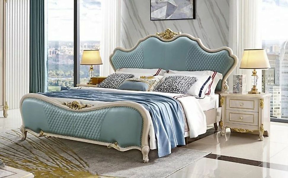 JVmoebel Bett, Designer Doppelbett Bett Betten Leder Chesterfield Hotel Lux günstig online kaufen