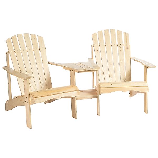 OUTSUNNY Adirondack Gartenstuhl mit Tisch und Schirmloch 2-Sitzer Sitzgrupp günstig online kaufen