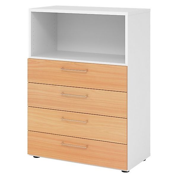 bümö Aktenschrank smart Schubladen Kombi - 4 Schübe Dekor: Weiß/Buche günstig online kaufen