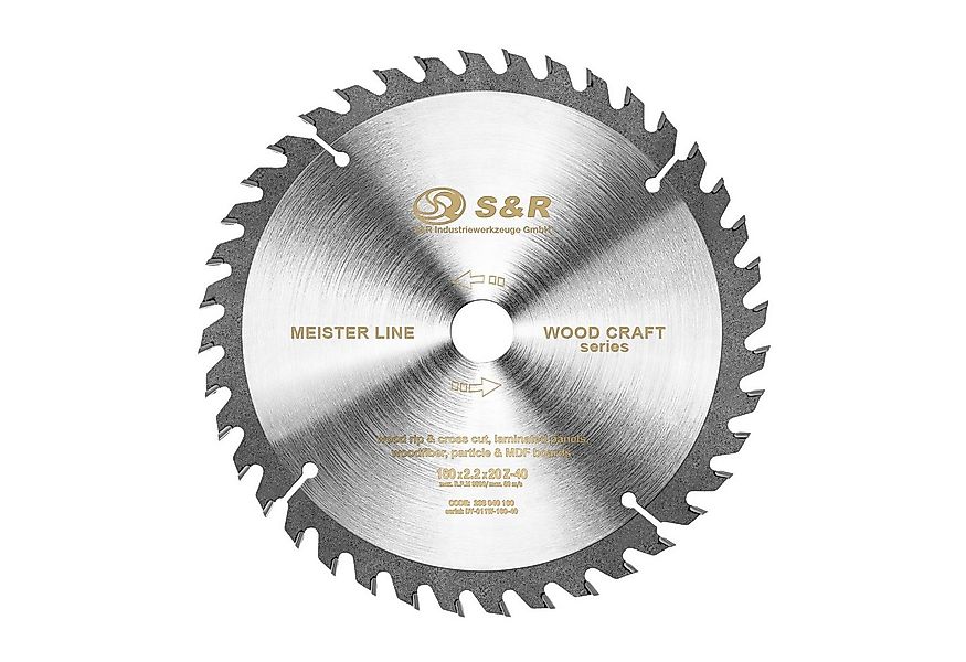 S&R Kreissägeblatt 160mm x 20mm x 2,2mm 40T, Reduzierring 16mm (Einzelsägeb günstig online kaufen