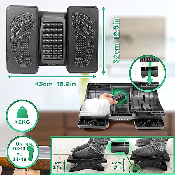 Duronic Fußstütze, FT04 Fußstütze Schreibtisch, Höhenverstellbare günstig online kaufen