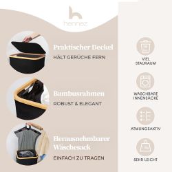 HENNEZ Wäschekorb Bambus mit Deckel 2 günstig online kaufen