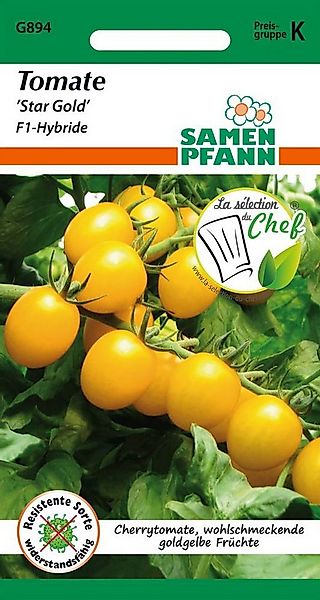 SAMEN PFANN Gemüsesamen Tomate, Star Gold F1 (Cherry-Tomate) - Saatgut Toma günstig online kaufen