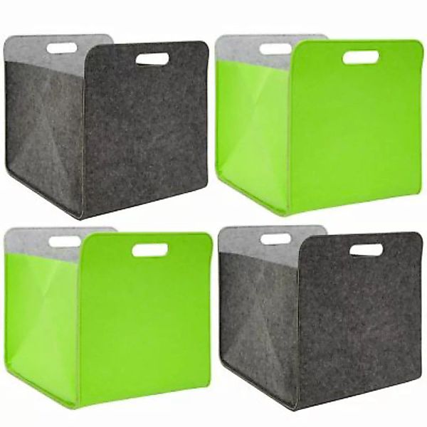 Dune Design® Aufbewahrungsbox 4er Set Cube Filz Grau/Apfelgrün 33x38x33cm g günstig online kaufen