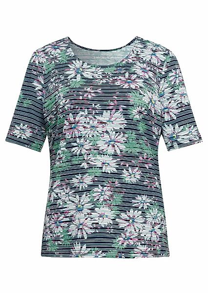 GOLDNER Print-Shirt "Bequemes Druckshirt in Blumen-Ringeloptik" günstig online kaufen