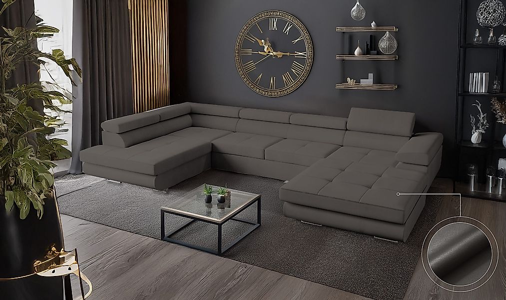 Goldstoff Wohnlandschaft mit Schlaffunktion, Couch für günstig online kaufen