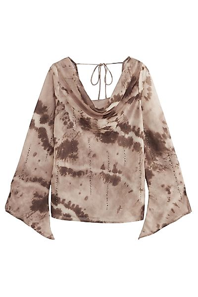 Next Blusenshirt Transparentes Langarmtop mit Wasserfallausschnitt günstig online kaufen