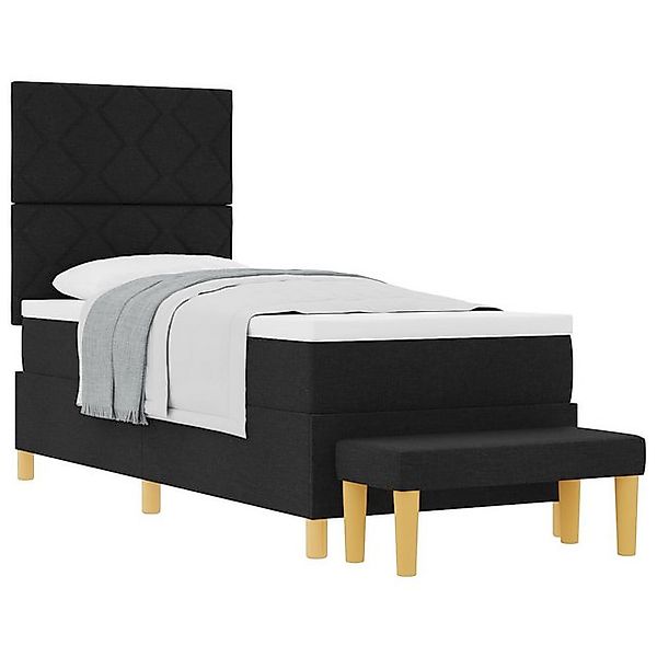 vidaXL Bett Boxspringbett mit Matratze & Bank Schwarz 80x200 cm Stoff (2-tl günstig online kaufen