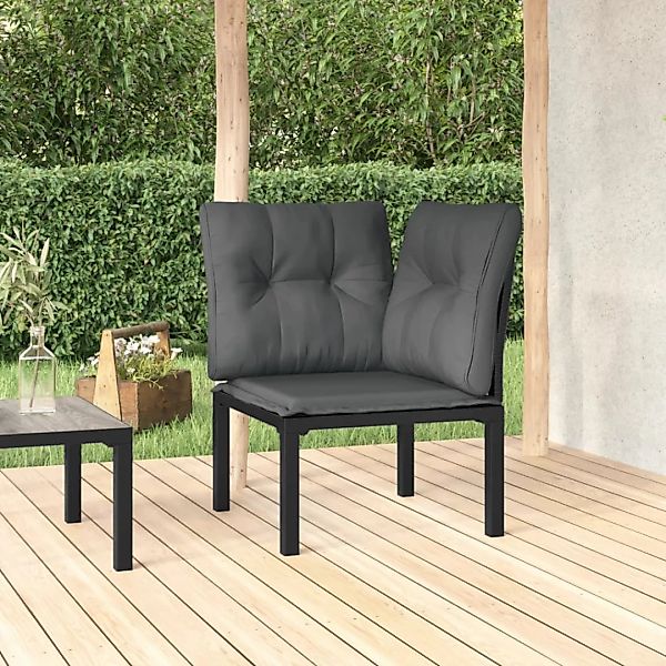 vidaXL Sofaelement Garten-Eckstuhl mit Kissen Schwarz günstig online kaufen