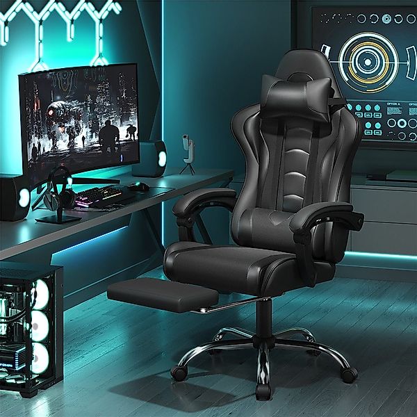Yaheetech Gaming-Stuhl mit Massagefunktion & Kopfstütze günstig online kaufen