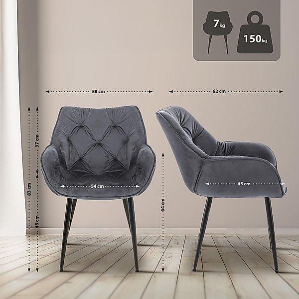 CLP Esszimmerstuhl Tanna Samt (2er Set), günstig online kaufen