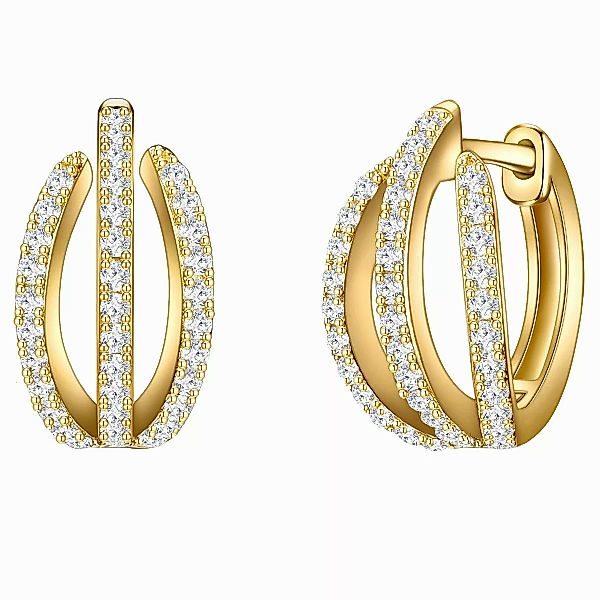 Trilani Paar Creolen gelbgold, mit Zirkonia günstig online kaufen