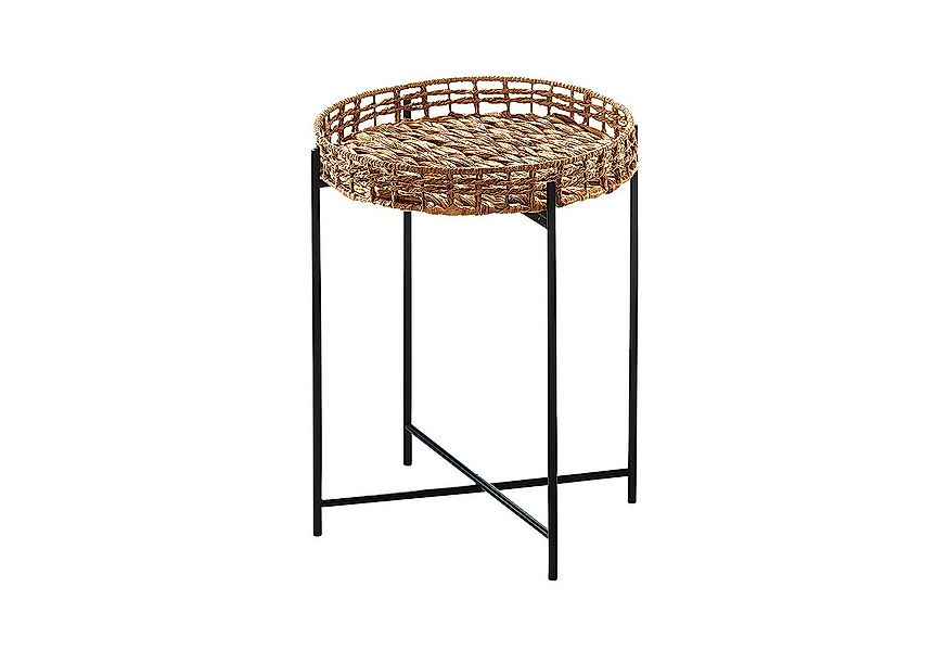 Kobolo Beistelltisch Dekotisch TEATIME aus Wasserhyazinthe und Metall (schw günstig online kaufen