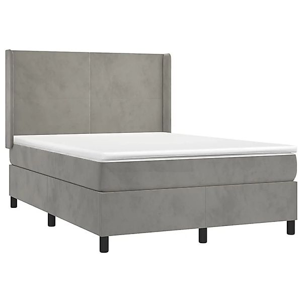 vidaXL Boxspringbett mit Matratze & LED Hellgrau 140x190 cm Samt 3139439 günstig online kaufen
