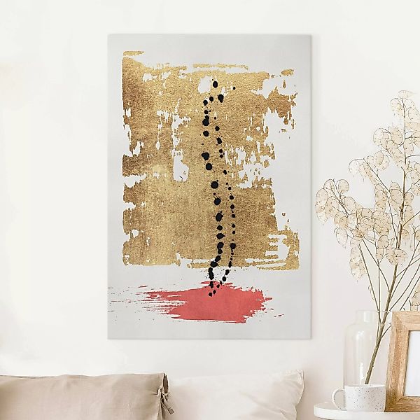 Leinwandbild Abstrakte Formen - Gold und Rosa günstig online kaufen
