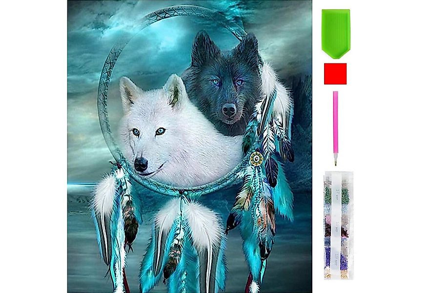 LA CUTE Malen nach Zahlen 5d Diamond Painting Wolf Traumfänger Malen nach Z günstig online kaufen