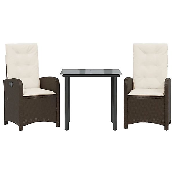 vidaXL 3-Tlg Garten-Essgruppe mit Kissen Braun Poly Rattan 3212340 günstig online kaufen