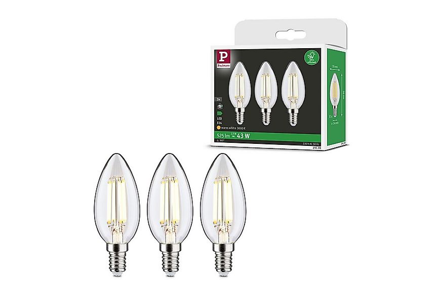 Paulmann LED-Leuchtmittel Eco-Line Filament 230V LED Kerze E14 3er-Pack 525 günstig online kaufen