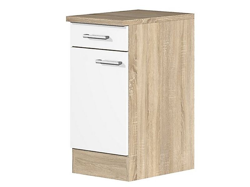 Flex-Well Unterschrank Küchenunterschrank - 40 cm breit - Weiß Sonoma Eiche günstig online kaufen