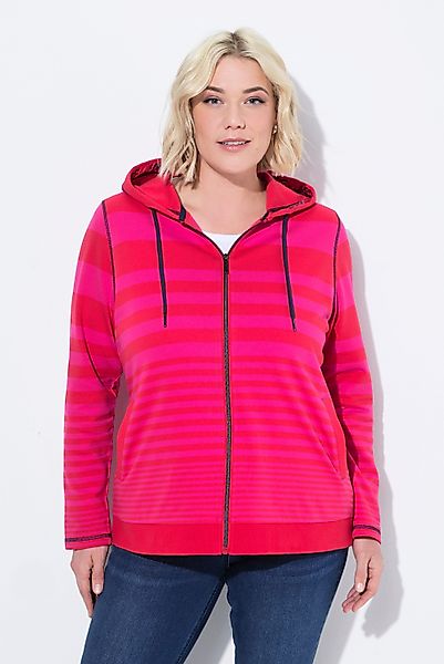 Ulla Popken Sweatjacke Hoodie-Jacke Ziernähte LOVE günstig online kaufen