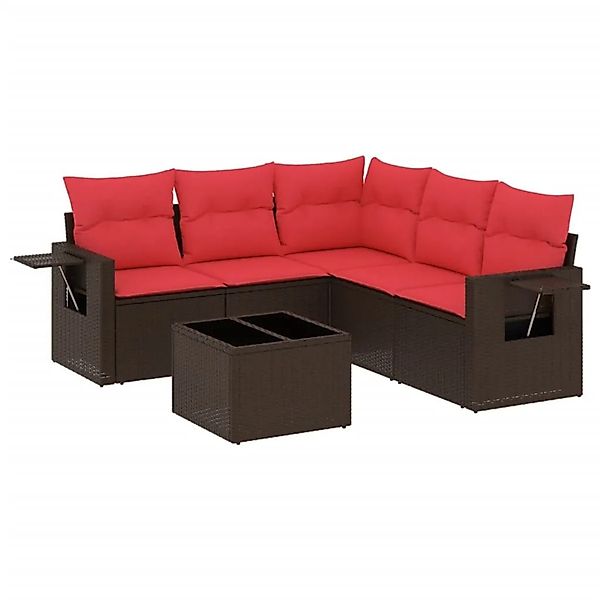 vidaXL 6-Tlg Gartensofa-Set mit Kissen Braun Polyrattan 3220163 günstig online kaufen